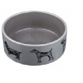 Миска "TRIXIE" керамическая с рисунком (собаки) светло-серая